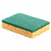 Tampon abrasif vert sur éponge jaune 130x90 - paquet 10